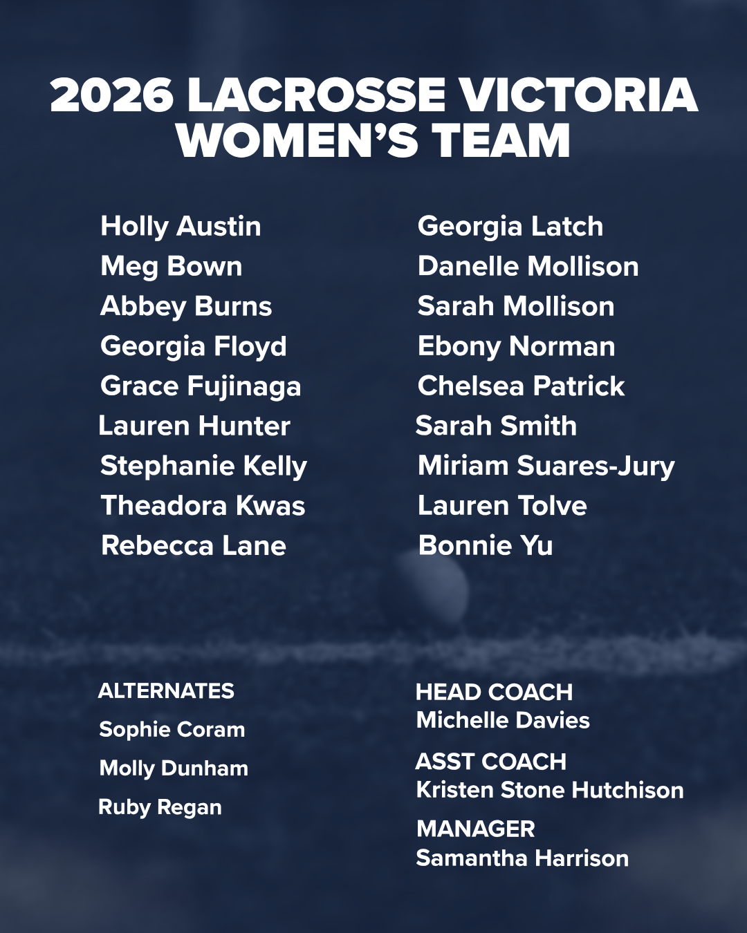 2026 Lacrosse Victoria Senior Women's Team